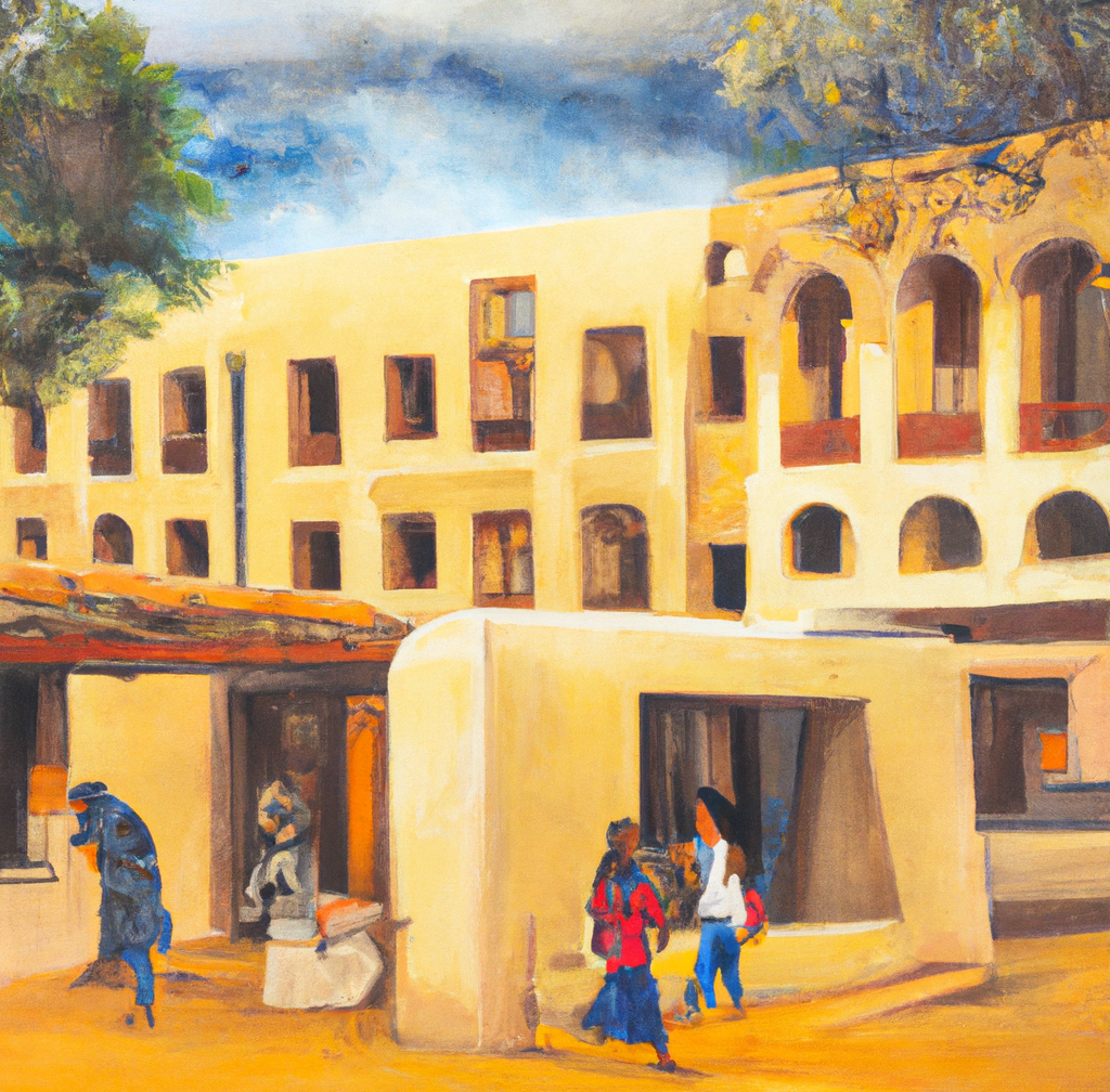 Decorative image of adobe buildings on University of New Mexico